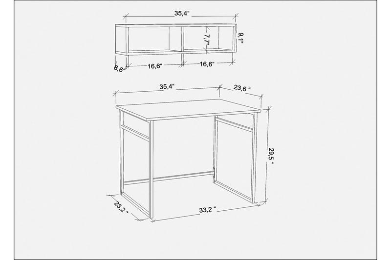 Malem Skrivebord 60x75x90 cm - Hvit - Skrivebord