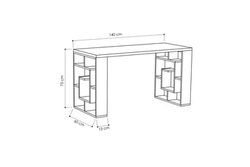 Mazell Skrivebord 140 cm med Oppbevaring Hyller - Hvit/Brun - Møbler - Bord - Kontorbord - Skrivebord