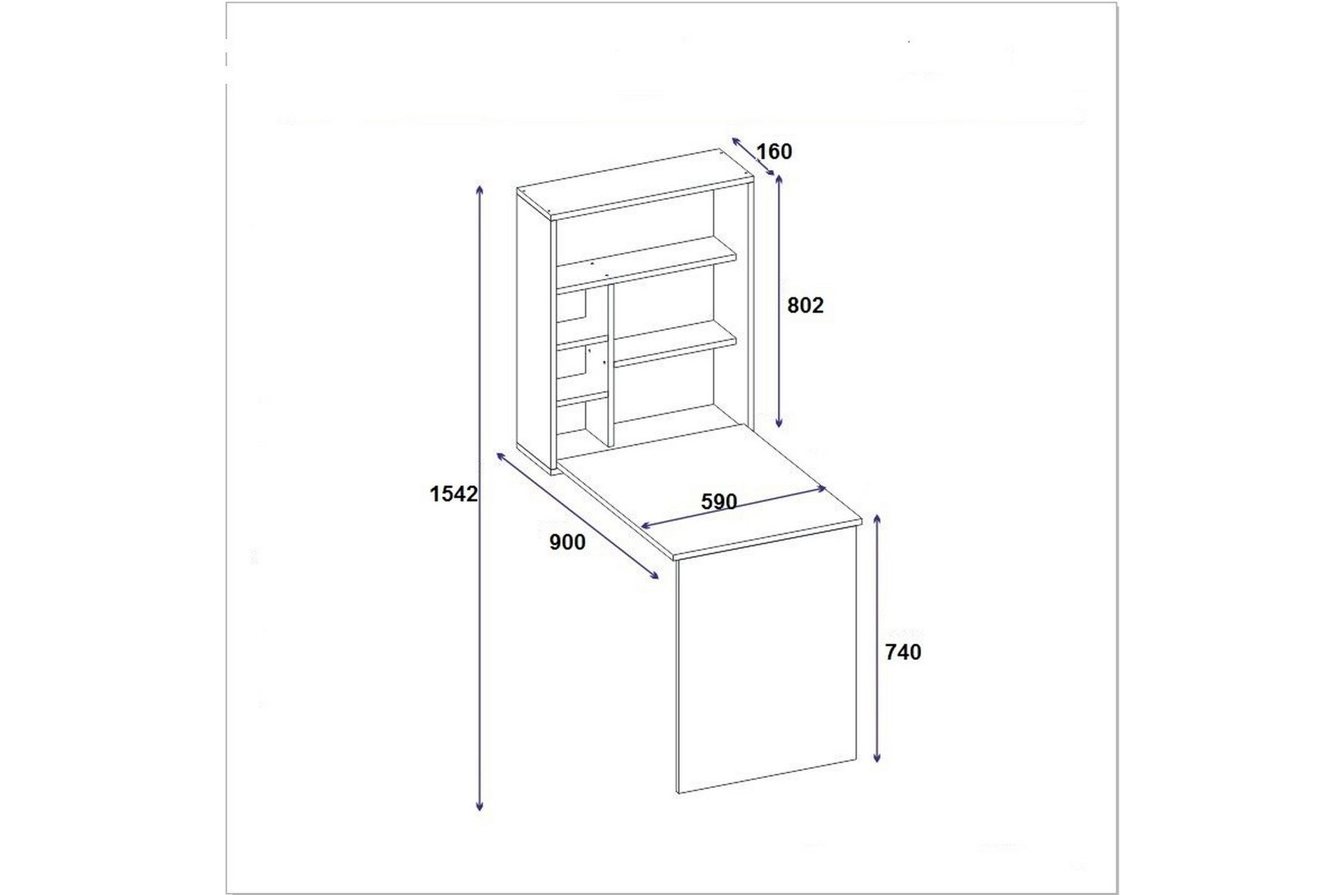 Mcmillan Veggskrivebord 90 cm med Oppbevaringshyller - Hvit - Møbler - Bord - Kontorbord - Skrivebord