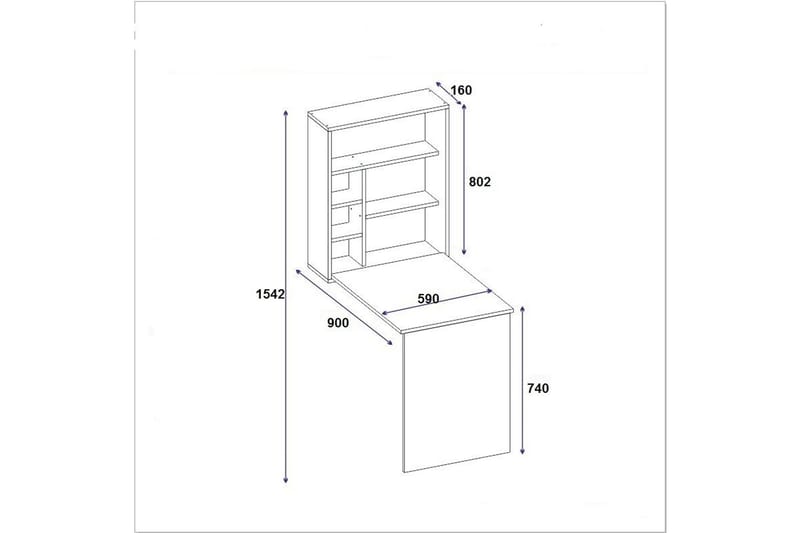 Mcmillan Veggskrivebord 90 cm med Oppbevaringshyller - Hvit - Møbler - Bord - Kontorbord - Skrivebord