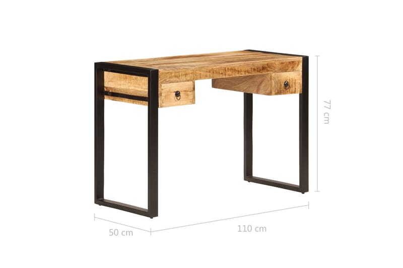 Skrivebord med 2 skuffer 110x50x77 cm heltre mango - Skrivebord