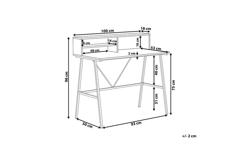 Mekesha Skrivebord 100 cm med Oppbevaringshyller - Mørkebrun - Skrivebord