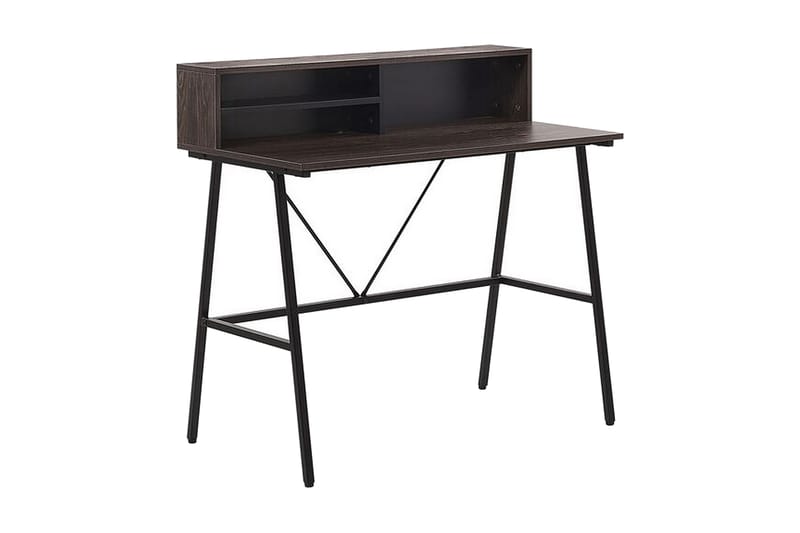 Mekesha Skrivebord 100 cm med Oppbevaringshyller - Mørkebrun - Skrivebord