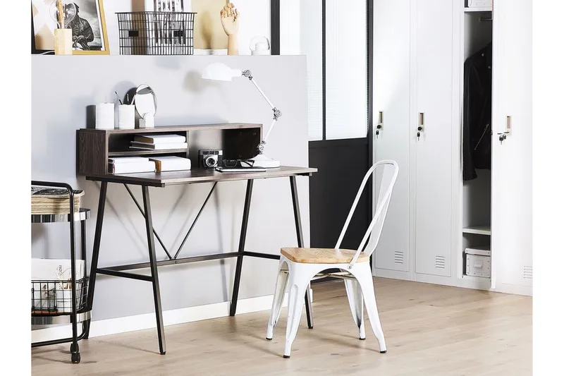 Mekesha Skrivebord 100 cm med Oppbevaringshyller - Mørkebrun - Møbler - Bord - Kontorbord - Skrivebord