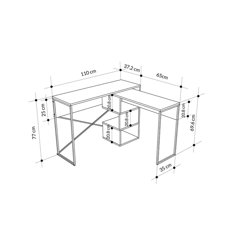 Menora Skrivebord 110 cm - Eik - Møbler - Bord - Kontorbord - Skrivebord - Hjørneskrivebord