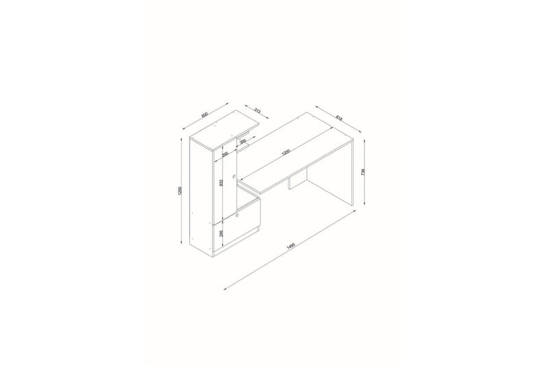 Merinoz Skrivebord 120 cm med Oppbevaring Hyller + Skuff + S - Hvit/Valnøttsbrun - Møbler - Bord - Kontorbord - Skrivebord