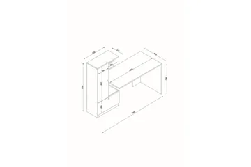 Merinoz Skrivebord 120 cm med Oppbevaring Hyller + Skuff + S - Hvit/Valnøttsbrun - Møbler - Bord - Kontorbord - Skrivebord