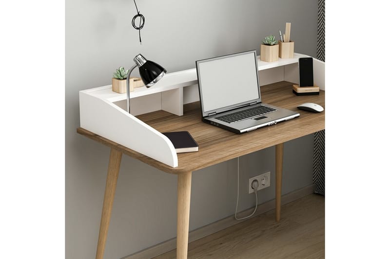 Mir Skrivebord 120 cm - Brun/Hvit - Møbler - Bord - Kontorbord - Skrivebord