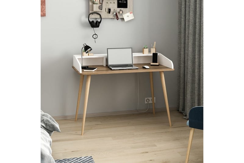 Mir Skrivebord 120 cm - Brun/Hvit - Møbler - Bord - Kontorbord - Skrivebord