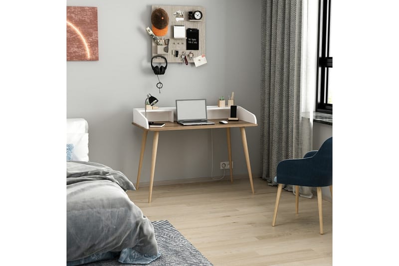 Mir Skrivebord 120 cm - Brun/Hvit - Møbler - Bord - Kontorbord - Skrivebord