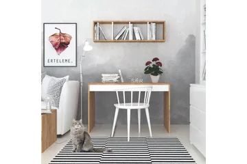Mod Design Skrivebord 120 cm med Oppbevaring Vegghylle - Tre/Hvit - Møbler - Bord - Kontorbord - Skrivebord