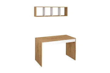 Mod Design Skrivebord 120 cm med Oppbevaring Vegghylle - Tre/Hvit - Møbler - Bord - Kontorbord - Skrivebord