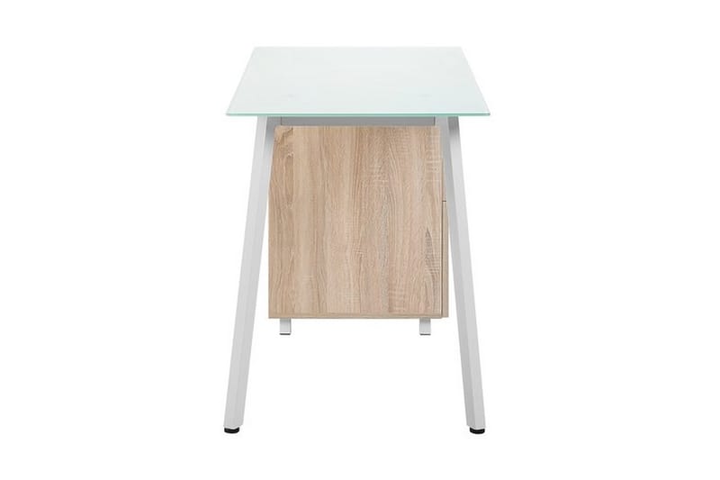 Montevideo Skrivebord 130 cm med Oppbevaring 3 Skuffer - Hvit/Lysebrun - Møbler - Bord - Kontorbord - Skrivebord