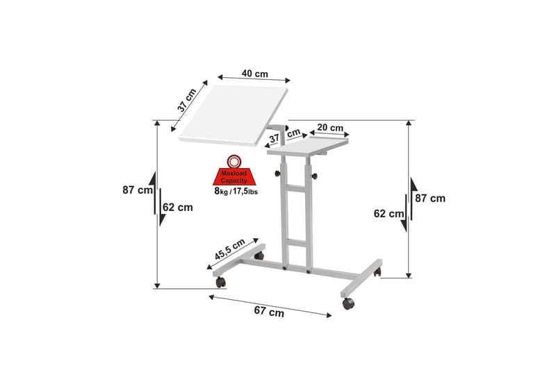 Morse StåSkrivebord 67 cm - Hvit - Hev og senkbart skrivebord - Skrivebord