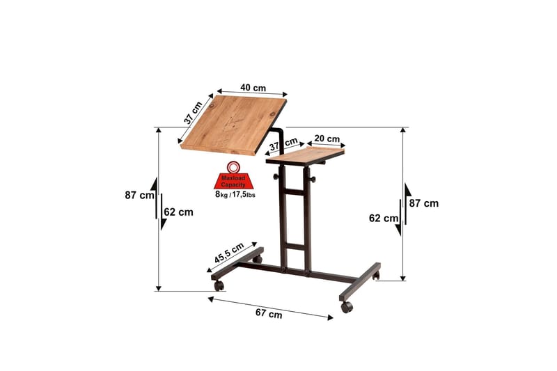 Morse StåSkrivebord 67 cm - Tre/natur/Svart - Hev og senkbart skrivebord - Skrivebord