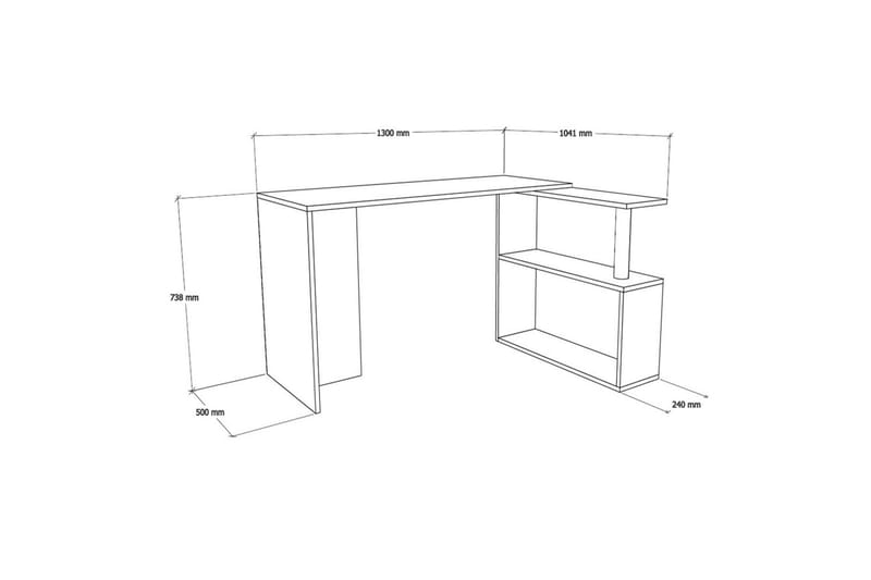 Mossboda Skrivebord 130 cm med Oppbevaring 2 Hyller - Lysebrun - Møbler - Bord - Kontorbord - Skrivebord