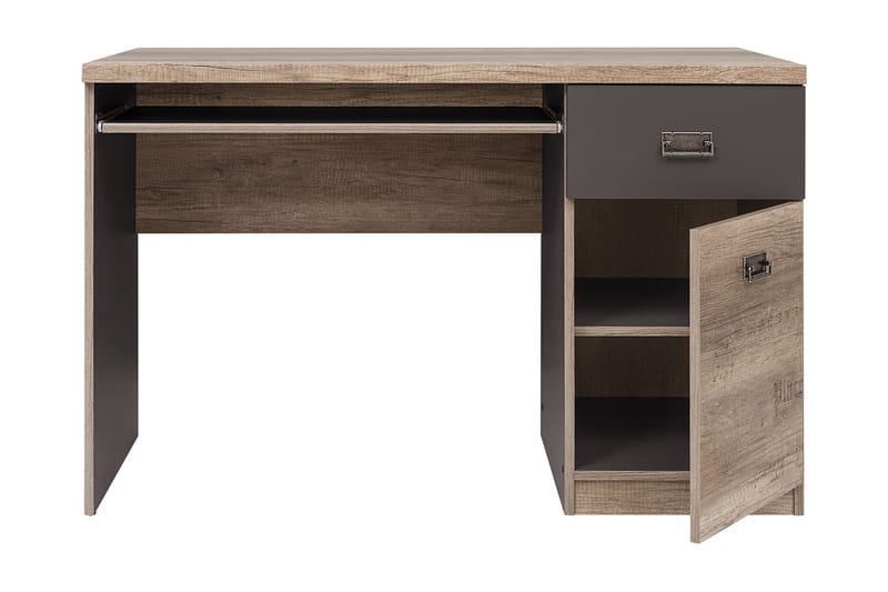 Movico Skrivebord 120 cm med Oppbevaring Skuff + Skap - Eikfarge/Grå - Møbler - Bord - Kontorbord - Skrivebord