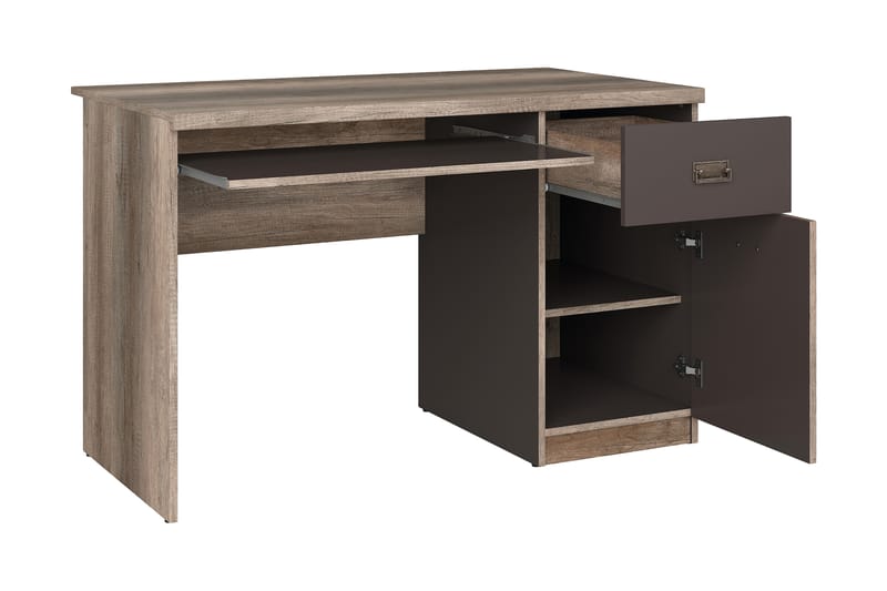 Movico Skrivebord 120 cm med Oppbevaring Skuff + Skap - Eikfarge/Grå - Møbler - Bord - Kontorbord - Skrivebord