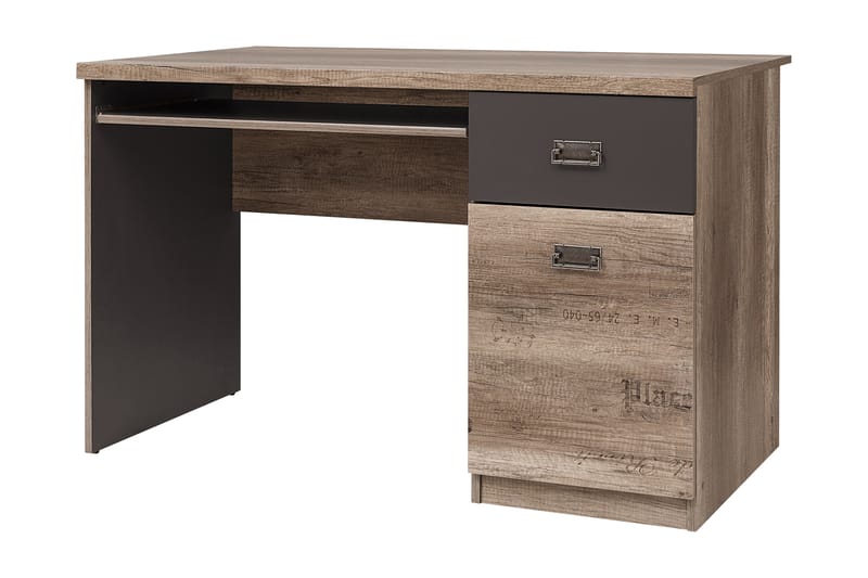 Movico Skrivebord 120 cm med Oppbevaring Skuff + Skap - Eikfarge/Grå - Møbler - Bord - Kontorbord - Skrivebord