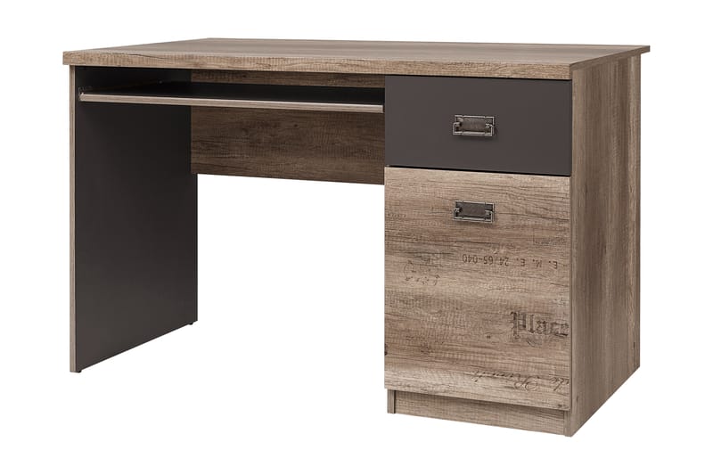 Movico Skrivebord 120 cm med Oppbevaring Skuff + Skap - Eikfarge/Grå - Skrivebord