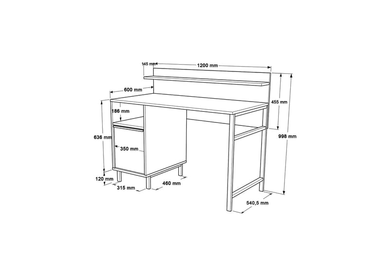 Munetoki Skrivebord 120 cm - Eik - Skrivebord