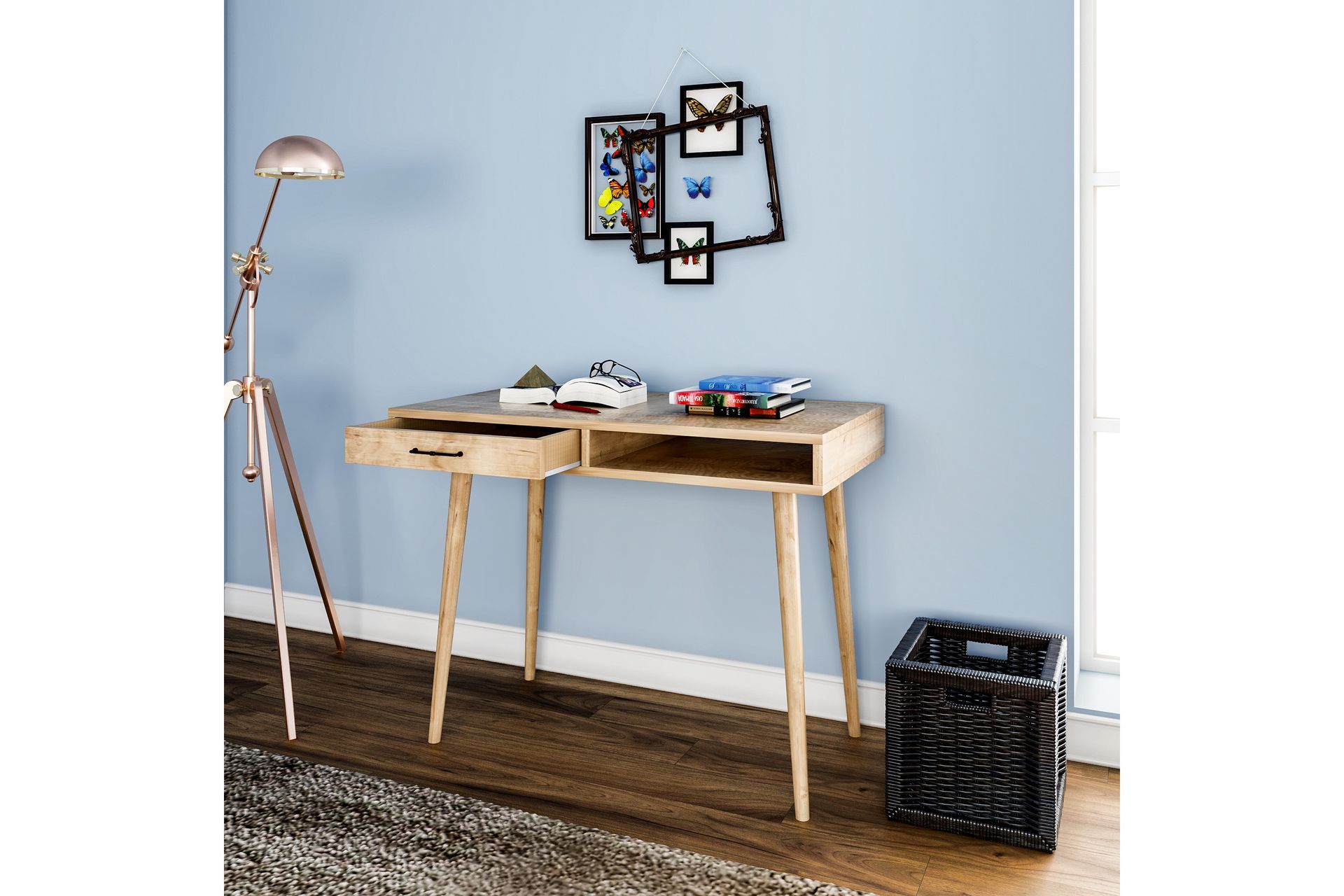 Myrvallen Skrivebord 105 cm med Oppbevaringshylle + Skuff - Brun - Møbler - Bord - Kontorbord - Skrivebord