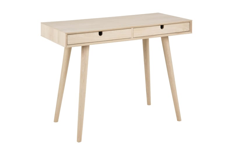 Myrviken Skrivebord 100 cm med Oppbevaring 2 Skuffer - HvitglasertEik - Møbler - Bord - Kontorbord - Skrivebord
