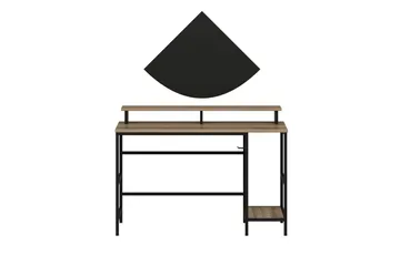 Nafe Skrivebord 120 cm med Hyller i Tre med Metallstativ - Brun - Møbler - Bord - Kontorbord - Skrivebord