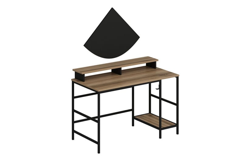 Nafe Skrivebord 120 cm med Hyller i Tre med Metallstativ - Brun - Møbler - Bord - Kontorbord - Skrivebord