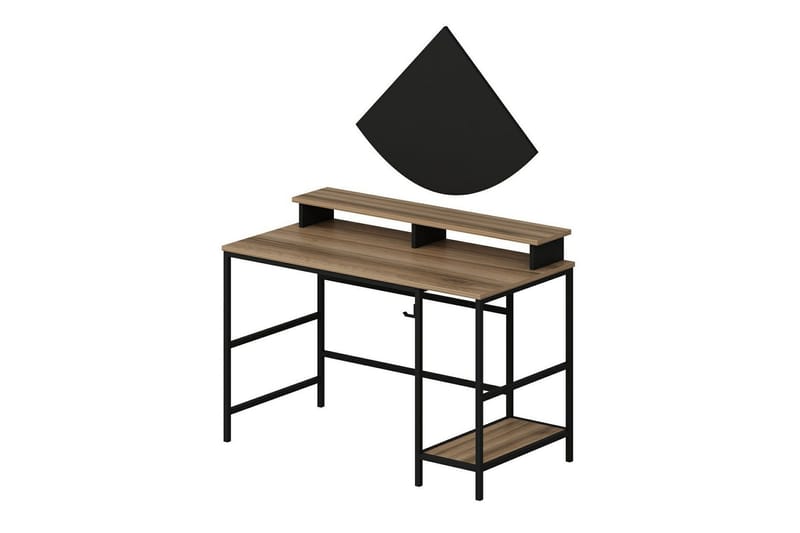 Nafe Skrivebord 120 cm med Hyller i Tre med Metallstativ - Brun - Møbler - Bord - Kontorbord - Skrivebord