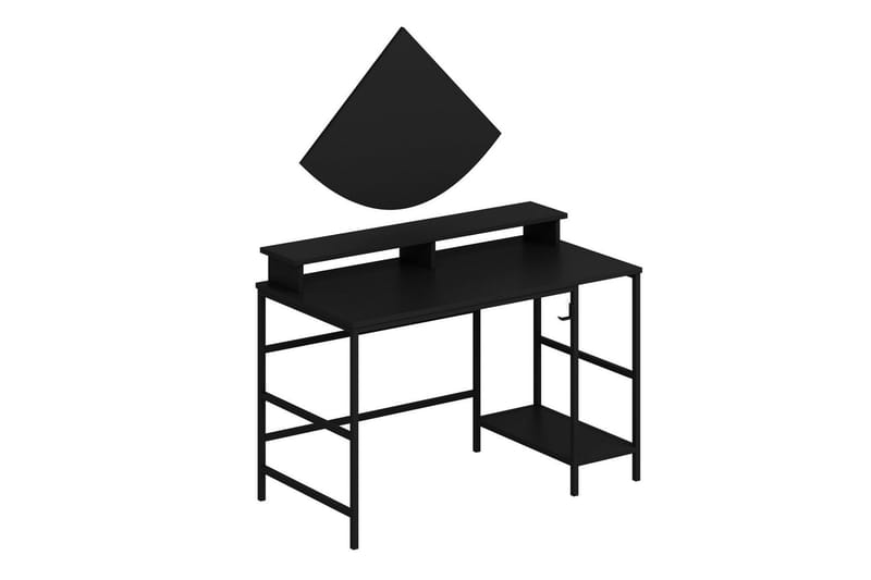Nafe Skrivebord 120 cm med Hyller i Tre med Metallstativ - Svart - Møbler - Bord - Kontorbord - Skrivebord