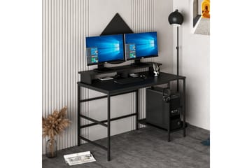 Nafe Skrivebord 120 cm med Hyller i Tre med Metallstativ - Svart - Møbler - Bord - Kontorbord - Skrivebord