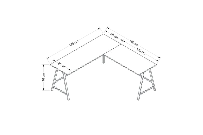 Nagender Skrivebord 180 cm - Hvit - Skrivebord