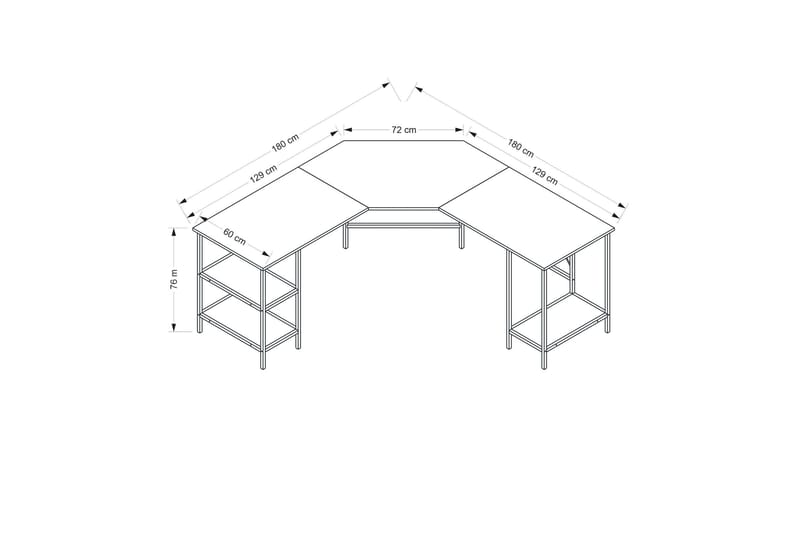 Naina Skrivebord 180 cm - Svart - Skrivebord