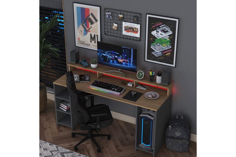 Nanak Skrivebord 160 cm - Valnøtt/Antrasitt - Møbler - Bord - Kontorbord - Skrivebord