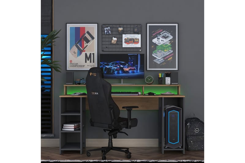 Nanak Skrivebord 160 cm - Valnøtt/Antrasitt - Møbler - Bord - Kontorbord - Skrivebord