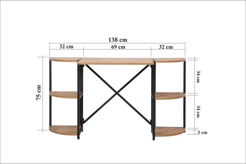 Narang Skrivebord 138 cm - Brun/Svart - Skrivebord