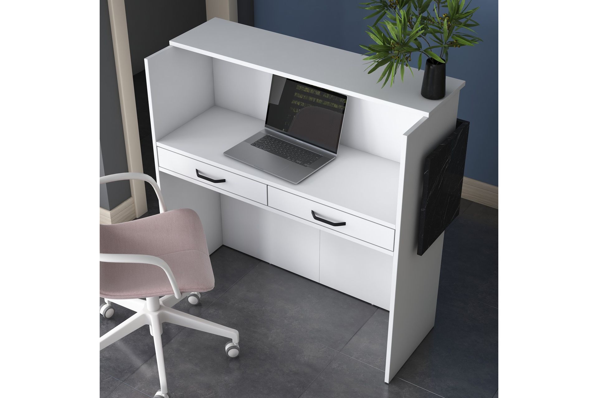 Naruto Skrivebord 110 cm - Marmor/Hvit - Møbler - Bord - Kontorbord - Skrivebord