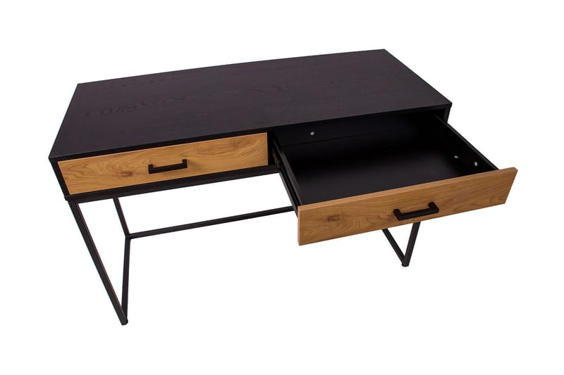 Nauerna Skrivebord 120 cm med Oppbevaring 2 Skuffer - Eikfarge/Svart - Møbler - Bord - Kontorbord - Skrivebord