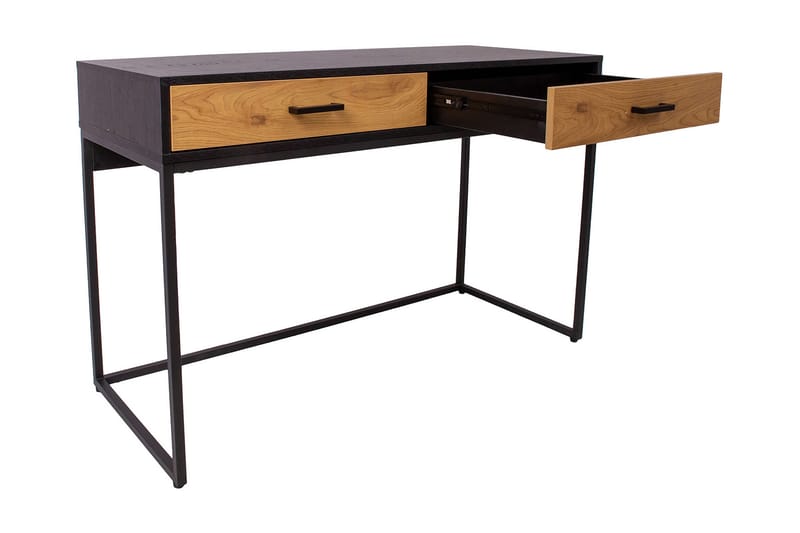 Nauerna Skrivebord 120 cm med Oppbevaring 2 Skuffer - Eikfarge/Svart - Møbler - Bord - Kontorbord - Skrivebord