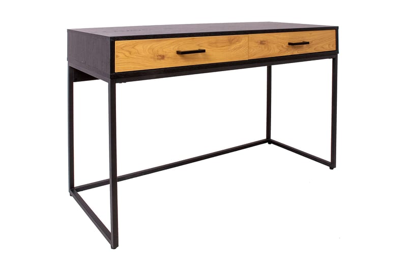 Nauerna Skrivebord 120 cm med Oppbevaring 2 Skuffer - Eikfarge/Svart - Møbler - Bord - Kontorbord - Skrivebord