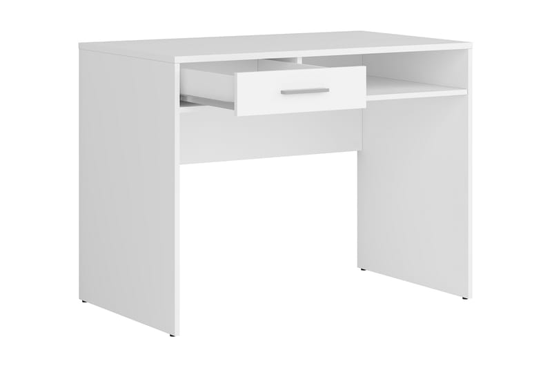 Nepo Plus Databord 100 cm med Oppbevaring Skuff + Hylle - Hvit - Skrivebord
