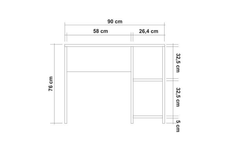 Nerlamane Skrivebord 90 cm med Oppbevaring Skap - Hvit - Møbler - Bord - Kontorbord - Skrivebord