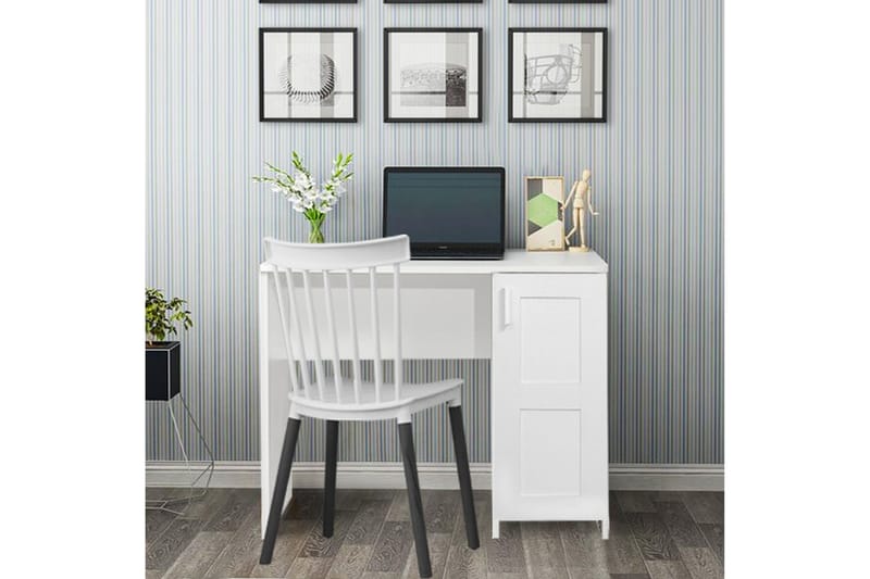 Nerlamane Skrivebord 90 cm med Oppbevaring Skap - Hvit - Møbler - Bord - Kontorbord - Skrivebord