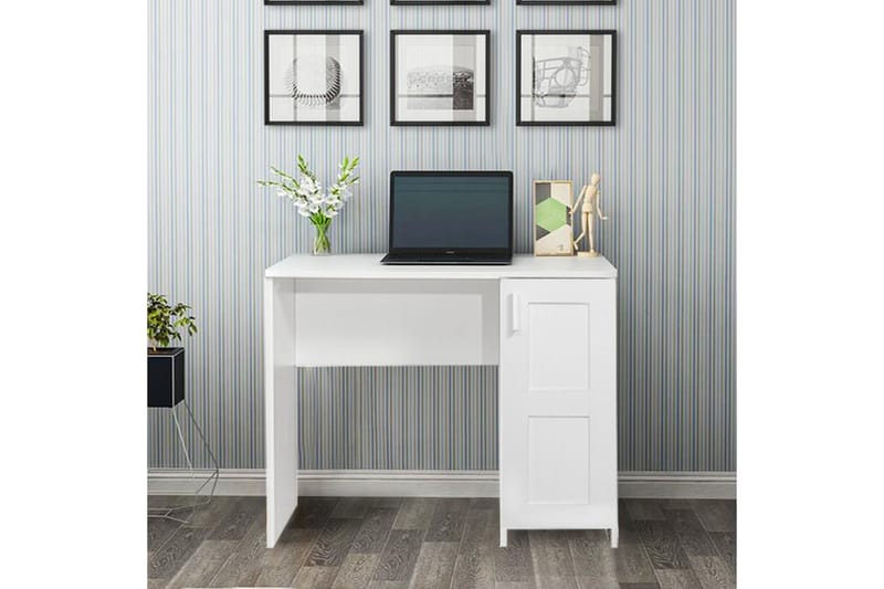 Nerlamane Skrivebord 90 cm med Oppbevaring Skap - Hvit - Møbler - Bord - Kontorbord - Skrivebord