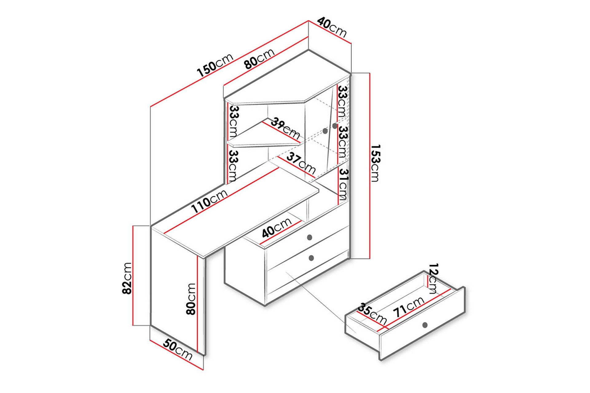 Nero Skrivebord 150 cm - Natur/Hvit - Møbler - Bord - Kontorbord - Skrivebord