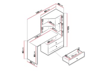 Nero Skrivebord 150 cm - Natur/Hvit - Møbler - Bord - Kontorbord - Skrivebord
