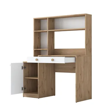 Skrivebord og bokhylle Wallxpert Cleo Shelf (115 x 146 x 50 cm) Valnøtt Hvit - Valnøtt og hvit - Møbler - Bord - Kontorbord - Skrivebord