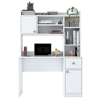 Skrivebord og bokhylle Wallxpert Dara (120 x 166 x 50 cm) hvit - Hvit - Møbler - Bord - Kontorbord - Skrivebord