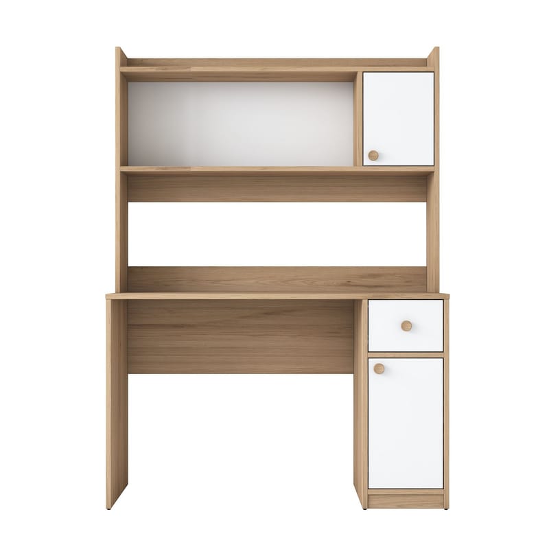 Skrivebord og bokhylle Wallxpert Dara (120 x 166 x 50 cm) Valnøtt hvit - Valnøtt og hvit - Møbler - Bord - Kontorbord - Skrivebord
